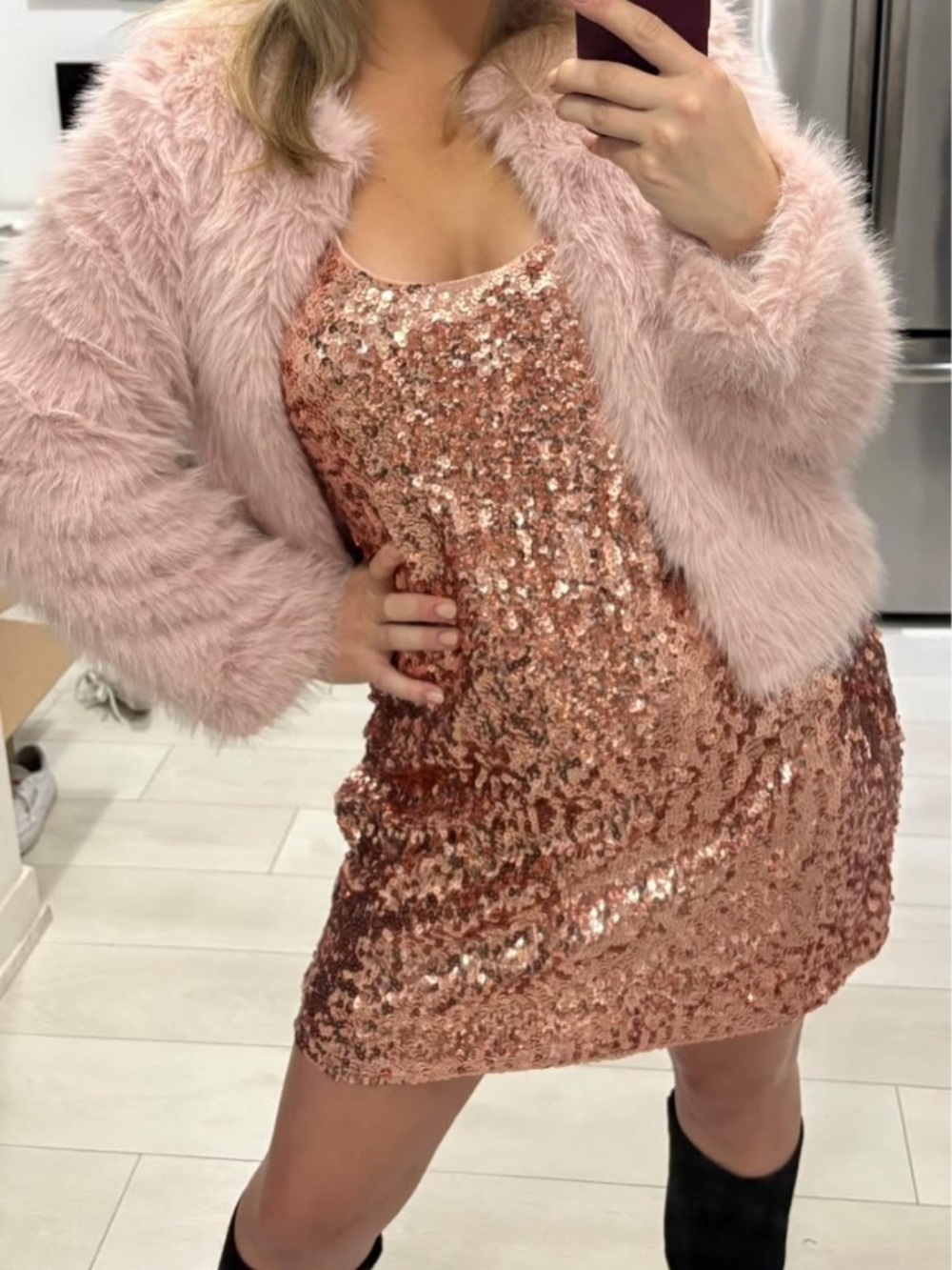 Blush Pink Faux Fur Jacket